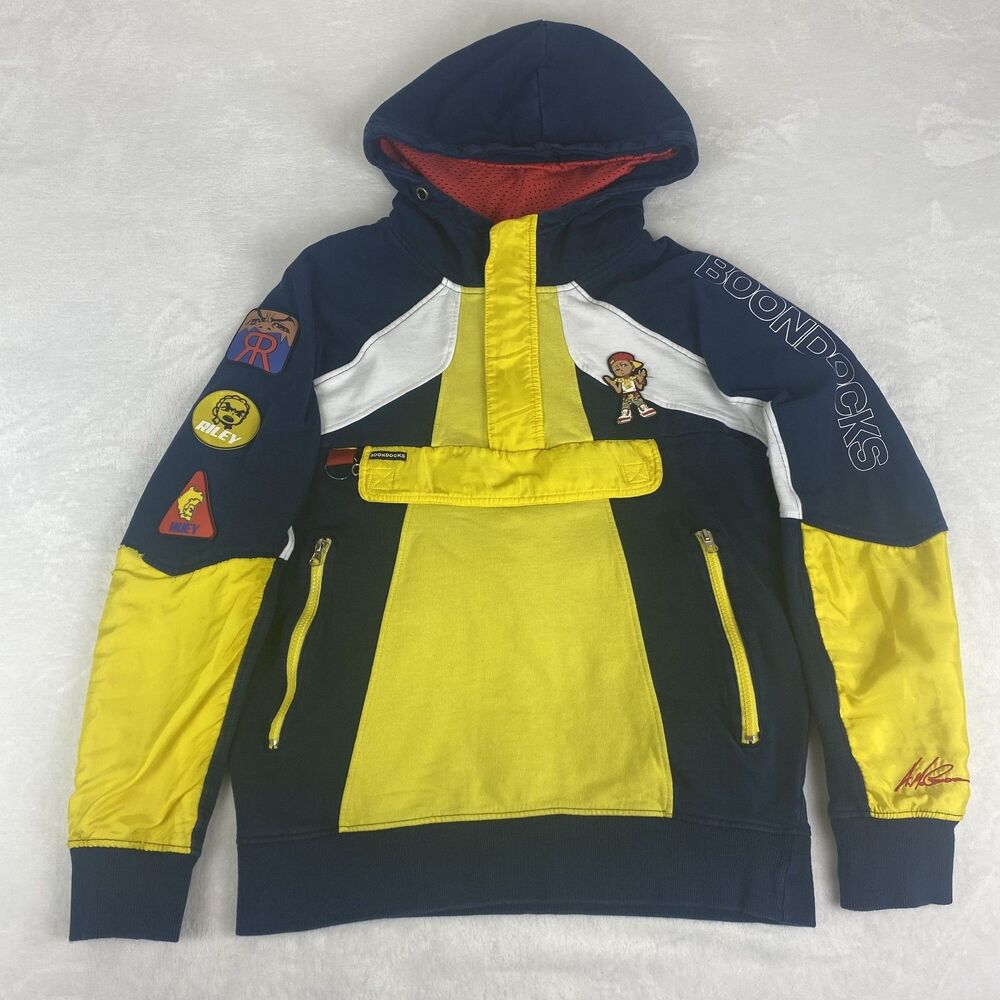 The Boondocks Sweater Kids Large Blue Yellow Hoodie Sweatshirt Pullover Casual